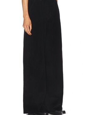 The Frame wide-leg pleated corduroy trousers in black size 12